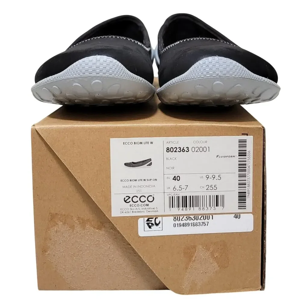 Ecco Women Biom Lite Skimmer Ballet Flat Sneakers Size EU 40 US 9 Black Grey